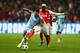 MONACO - MARCH 15: Sergio Aguero of Manchester City takes on Tiemoue Bakayoko of AS Monaco during the UEFA Champions League Round of 16 second leg match between AS Monaco and Manchester City FC at Stade Louis II on March 15, 2017 in Monaco, Monaco. (Pho