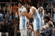 Luke Maye applauds from the bench, where he spent the majority of his first two years in college.