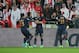 LYON, FRANCE - APRIL 01: Angel Di Maria of Paris Saint-Germain celebrate his goal with teammattes during the French League Cup Final match between Paris Saint-Germain and AS Monaco at Parc Olympique on Japril 01, 2017 in Lyon, France. (Photo by Xavier