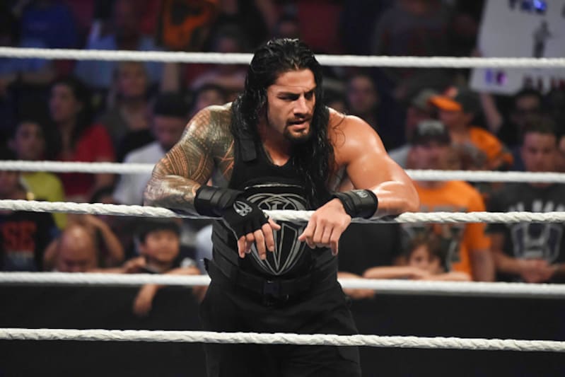 MIAMI, FL- SEPTEMBER 01: Roman Reigns looks on during the WWE Smackdown on September 1, 2015 at the American Airlines Arena in Miami, Florida. (Photo by Ron ElkmanSports Imagery/Getty Images)