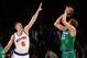Porzingis defends against Nowitzki on December 7, 2015.