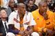 LOS ANGELES, CA - APRIL 13: Kobe Bryant #24 and Metta World Peace #37 of the Los Angeles Lakers sit on the bench during the game against the Utah Jazz on April 13, 2016 at Staples Center in Los Angeles, California. NOTE TO USER: User expressly acknowledg