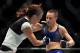 KANSAS CITY, MO - APRIL 15: Michelle Waterson (l) battles Rose Namajunas (r) during their Women's Strawweight bout on UFC Fight Night at the Sprint Center on April 15, 2017 in Kansas City, Missouri. (Photo by Jamie Squire/Getty Images)