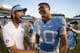 CHAPEL HILL, NC - SEPTEMBER 24: Head coach Larry Fedora of the North Carolina Tar Heels congratulates Mitch Trubisky #10 of the North Carolina Tar Heels after defeating the Pittsburgh Panthers 37-36 at Kenan Stadium on September 24, 2016 in Chapel Hill,