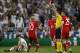 Bayern's players react with incredulity at Arturo Vidal's red card at the Bernabeu