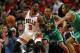 CHICAGO, IL - APRIL 23: Dwyane Wade #3 of the Chicago Bulls moves against Avery Bradley #0 and Al Horford #42 of the Boston Celtics during Game Four of the Eastern Conference Quarterfinals during the 2017 NBA Playoffs at the United Center on April 23,
