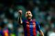 Barcelona's defender Jordi Alba gestures during the Spanish league Clasico football match Real Madrid CF vs FC Barcelona at the Santiago Bernabeu stadium in Madrid on April 23, 2017. / AFP PHOTO / OSCAR DEL POZO (Photo credit should read OSCAR DEL