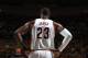 CLEVELAND, OH - MAY 1: LeBron James #23 of the Cleveland Cavaliers is seen during the game against the Toronto Raptors in Game One of the Eastern Conference Semifinals of the 2017 NBA Playoffs on May 1, 2017 at Quicken Loans Arena in Cleveland, Ohio. NOTE