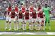 (Top Row L-R) Davinson Sanchez of Ajax, Kenny Tete of Ajax, Kasper Dolberg of Ajax, Matthijs de Ligt of Ajax, Bertrand Traore of Ajax, goalkeeper Andre Onana of Ajax
(Front row L-R) Jairo Riedewald of Ajax, Hakim Ziyech of Ajax, Amin Younes of Ajax, La