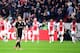 Lyon's French forward Mathieu Valbuena reacts after second goal for Ajax UEFA Europa League semi-final, first leg, Ajax Amsterdam v Olympique Lyonnais (OM) on May 3, 2017 in Amsterdam. / AFP PHOTO / Emmanuel DUNAND (Photo credit should read EMMANU