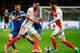 Juventus' defender from Italy Giorgio Chiellini fights for the ball against Monaco's Colombian forward Radamel Falcao during the UEFA Champions League semi-final first leg football match Monaco vs Juventus at the Stade Louis II stadium in Monaco on May 3,