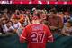 ANAHEIM, CA - SEPTEMBER 28: Mike Trout #27 of the Los Angeles Angels of Anaheim signs autographs for fans before the game against the Oakland Athletics at Angel Stadium of Anaheim on September 28, 2016 in Anaheim, California. (Photo by Matt Brown/Angels B