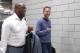 Apr 24, 2017; Portland, OR, USA; Golden State Warriors assistant coach Mike Brown (L) and head coach Steve Kerr (R) arrive at Moda Center for game four of the first round of the 2017 NBA Playoffs Portland Trail Blazers. Mandatory Credit: Jaime Valdez-USA