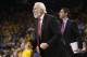 OAKLAND, CA - MAY 16: Gregg Popovich of the San Antonio Spurs looks on during Game Two of the NBA Western Conference Finals against the Golden State Warriors at ORACLE Arena on May 16, 2017 in Oakland, California. NOTE TO USER: User expressly acknowledge