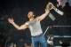 Dean Ambrose celebrates victory over the Wiz during the WWE show at Zenith Arena on may 09, 2017 in Lille, north France. / AFP PHOTO / PHILIPPE HUGUEN (Photo credit should read PHILIPPE HUGUEN/AFP/Getty Images)