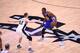 SAN ANTONIO, TX - MAY 20: Kevin Durant #35 of the Golden State Warriors handles the ball against the San Antonio Spurs in Game Three of the Western Conference Finals of the 2017 NBA Playoffs on May 20, 2017 at AT&T Center in San Antonio, Texas. NOTE TO US