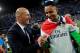 MALAGA, SPAIN - MAY 21: Zinedine Zidane, Manager of Real Madrid celebrates with Keylor Navas of Real Madrid following the La Liga match between Malaga and Real Madrid at La Rosaleda Stadium on May 21, 2017 in Malaga, Spain. (Photo by Gonzalo Arroyo More