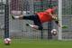 Barcelona's Dutch goalkeeper Jasper Cillessen stops a ball during a training session at the Sports Center FC Barcelona Joan Gamper in Sant Joan Despi, near Barcelona on May 5, 2017. / AFP PHOTO / LLUIS GENE (Photo credit should read LLUIS GENE/AFP/