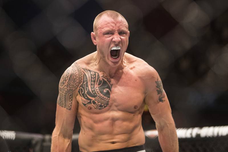 STOCKHOLM, SWEDEN - MAY 28: Jack Hermansson celebrates his win over Alex Nicholson in the first round during the UFC Fight Night event at Ericsson Globe on May 28, 2017 in Stockholm, Sweden. (Photo by Michael Campanella/Getty Images)
