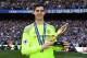 LONDON, ENGLAND - MAY 21: Thibaut Courtois of Chelsea poses with the Golden Glove award after the Premier League match between Chelsea and Sunderland at Stamford Bridge on May 21, 2017 in London, England. (Photo by Michael Regan/Getty Images)