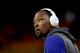 OAKLAND, CA - JUNE 01: Kevin Durant #35 of the Golden State Warriors warms up prior to Game 1 of the 2017 NBA Finals against the Cleveland Cavaliers at ORACLE Arena on June 1, 2017 in Oakland, California. NOTE TO USER: User expressly acknowledges and agr
