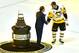 NASHVILLE, TN - JUNE 11: NHL Commissioner Gary Bettman presents Sidney Crosby #87 of the Pittsburgh Penguins with the Conn Smythe Trophy for MVP after his teams 2-0 win over the Nashville Predators in Game Six of the 2017 NHL Stanley Cup Final at the Bri
