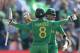 CARDIFF, WALES - JUNE 14 : Babar Azam and Mohammad Hafeez of Pakistan embrace after winning the ICC Champions Trophy match between England and Pakistan at Swalec stadium on June 14, 2017 in Cardiff, Wales. (Photo by Philip Brown/Getty Images)