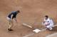 WASHINGTON, DC - JUNE 14: Ryan Zimmerman #11 of the Washington Nationals waits at first base for his hat and glove after making the last out in the sixth inning against the Atlanta Braves at Nationals Park on June 14, 2017 in Washington, DC. Atlanta won t