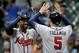 MILWAUKEE, WI - APRIL 29: Freddie Freeman #5 and Matt Kemp #27 of the Atlanta Braves celebrate after Kemp hit a home run in the eighth inning against the Milwaukee Brewers at Miller Park on April 29, 2017 in Milwaukee, Wisconsin. (Photo by Dylan Buell/Ge