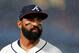 ATLANTA, GA - SEPTEMBER 18: Matt Kemp #27 of the Atlanta Braves walks back to the dugout as rain falls in the seventh inning against the Washington Nationals at Turner Field on September 18, 2016 in Atlanta, Georgia. (Photo by Daniel Shirey/Getty Images)