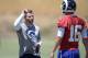 Los Angeles Rams head coach Sean McVay talking with quarterback Jared Goff during minicamp.