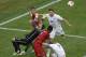 (From L) Portugal's defender Pepe, Portugal's goalkeeper Rui Patricio and Portugal's defender Bruno Alves vie with New Zealand's defender Tommy Smith (R) and New Zealand's forward Chris Wood during the 2017 Confederations Cup group A football match betwee
