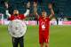 WOLFSBURG, GERMANY - APRIL 29: (L-R)t Arturo Vidal and Rafinha of Bayern celebrate after winning the German Championship after winning 6-0 the Bundesliga match between VfL Wolfsburg and Bayern Muenchen at Volkswagen Arena on April 29, 2017 in Wolfsburg,