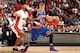MIAMI, FL - MARCH 31: Kristaps Porzingis #6 of the New York Knicks handles the ball during the game against the Miami Heat on March 31, 2017 at AmericanAirlines Arena in Miami, Florida. NOTE TO USER: User expressly acknowledges and agrees that, by downloa