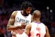 LOS ANGELES, CA - APRIL 30: DeAndre Jordan #6 talks with Chris Paul #3 of the Los Angeles Clippers during the second half of Game Seven of the Western Conference Quarterfinals against the Utah Jazz at Staples Center at Staples Center on April 30, 2017 in