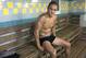 Pico in the sauna Friday morning.
