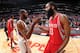 LOS ANGELES, CA - JANUARY 18: Chris Paul #3 of the Los Angeles Clippers high fives James Harden #13 of the Houston Rockets during the game on January 18, 2016 at STAPLES Center in Los Angeles, California. NOTE TO USER: User expressly acknowledges and agre