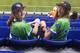 Gianna (left) and Grace DeVinney (right) have formed a friendship through the GTB. Grace's father, Josh, is the director of baseball of operations for the team.