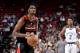 LAS VEGAS, NV - JULY 16: Caleb Swanigan #50 of the Portland Trail Blazers shoots a free throw during the game against the Memphis Grizzlies during the Semifinals of the 2017 Las Vegas Summer League on July 16, 2017 at the Thomas & Mack Center in Las Vegas
