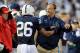 PASADENA, CA - JANUARY 02: Penn State Nittany Lions head coach James Franklin reacts with running back Saquon Barkley #26 on the sideline during the second half against the USC Trojans during the 2017 Rose Bowl Game presented by Northwestern Mutual at th