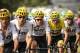 (From L) Belarus' Vasil Kiryienka, Poland's Michal Kwiatkowski, Great Britain's Luke Rowe, Great Britain's Christopher Froome wearing the overall leader's yellow jersey, and Spain's Mikel Landa ride during the 222,5 km nineteenth stage of the 104th editio