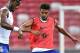 SINGAPORE - JULY 24: Michy Batshuayi and Jake Clarke-Salter of Chelsea FC competes during a Chelsea FC International Champions Cup training session at National Stadium on July 24, 2017 in Singapore. (Photo by Thananuwat Srirasant/Getty Images for ICC)