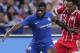 SINGAPORE, SINGAPORE - JULY 25: Bayern Munich Midfielder Renato Sanches (C) fights for the ball with Chelsea Midfielder Jeremie Boga (R) during the International Champions Cup match between Chelsea FC and FC Bayern Munich at National Stadium on July 25, 2