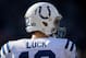 OAKLAND, CA - DECEMBER 24: Andrew Luck #12 of the Indianapolis Colts looks on against the Oakland Raiders during the second quarter of their NFL football game at Oakland-Alameda County Coliseum on December 24, 2016 in Oakland, California. (Photo by Thea