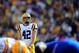 BATON ROUGE, LA - OCTOBER 12: Colby Delahoussaye #42 of the LSU Tigers prepares for a play against the Florida Gators during a game at Tiger Stadium on October 12, 2013 in Baton Rouge, Louisiana. LSU defeated Florida 17-6. (Photo by Stacy Revere/Getty Ima