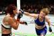 Evinger (right) hung in there with Cyborg...for a while.