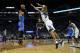 MINNEAPOLIS, MN - JANUARY 13: Russell Westbrook #0 of the Oklahoma City Thunder shoots the ball against Brandon Rush #4 of the Minnesota Timberwolves during the second quarter of the game on January 13, 2017 at the Target Center in Minneapolis, Minnesota.