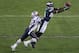 Despite playing with a broken leg, Terrell Owens caught nine passes for 122 yards in Super Bowl XXXIX.