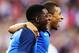 PARIS, FRANCE - JUNE 13: Ousmane Dembele of France celebrates with Kylian Mbappe of France after he scores his team's third goal during the international Friendly match between France and England at Stade de France, on June 13, 2017 in Paris, France. (Ph