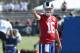 IRVINE, CA - JULY 29: Quarterback Jared Goff #16 of the Los Angeles Rams gives direction during the first day of Training Camp at Crawford Field on July 29, 2017 in Irvine, California. (Photo by Josh Lefkowitz/Getty Images)
